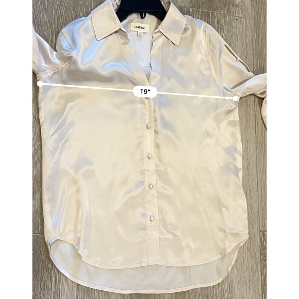 NWOT L'AGENCE Jordy Silk Satin Button-Front Blouse SHIRT SIZE XS - Picture 9 of 10